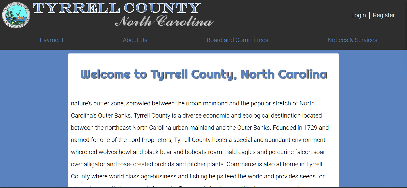 redesign of the tyrell county website I did for a assignment.
